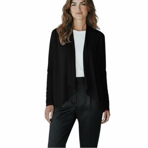 NWT Of Mercer Open Front Waterfall Drape Cardigan Black size S Classic Chic